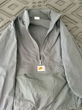 Nike Men's Black Pullover Windbreaker Set with Orange Swoosh Patch